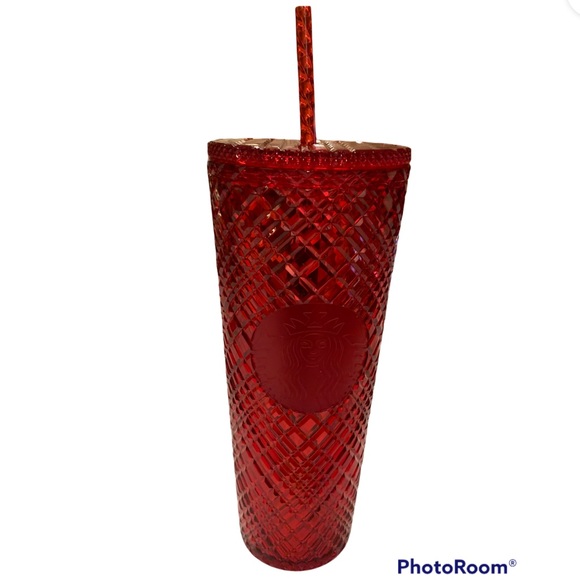 Starbucks Holiday 2021 Ruby Red Jeweled Tumbler Straw Lid Venti 24 oz - Picture 2 of 4